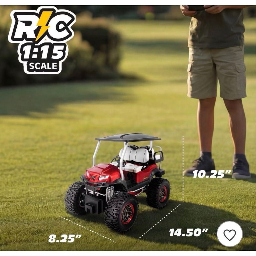 MotorDayz (1:15) Remote Control Club Car Golf Cart Red Bluetooth Music Lights RC - Picture 5 of 6